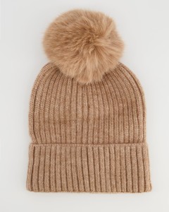 Czapka z pomponem Unisono 135-C2052-1 Camel