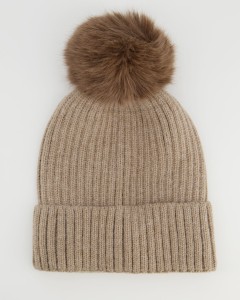 Czapka z pomponem Unisono 135-C2052-1 Taupe