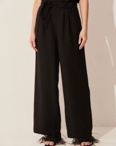 TOVA SPODNIE BLACK LINEN