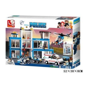 Klocki Sluban Policja Posterunek z wyposażeniem i pojazdami 606el. 119901 