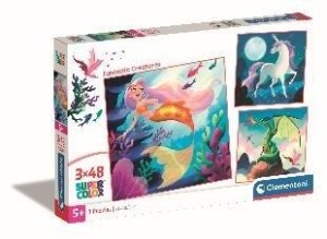 Clementoni Puzzle 3x48el SuperColor square Fantastic Creatures
