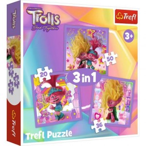 Puzzle 3w1. Poznaj wesołe Trolle Trefl