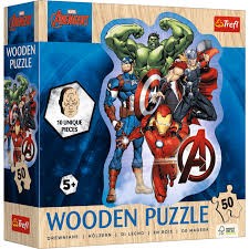 Puzzle drewniane Marvel 50 el. Przygody Avengers
