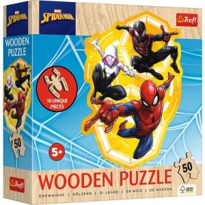 Puzzle drewniane 50 el. SpiderMan gotowy w akcji Trefl