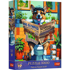 Puzzle Premium Plus Quality Pets & People Stuff 1000 el. Corgi w Toalecie 