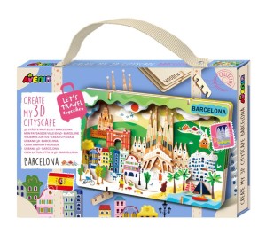 Puzzle drewniane 3D - Stwórz pejzaż miejski Barcelona Avenir