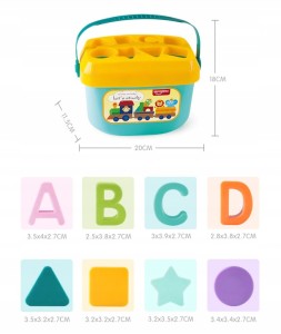 Sorter w wiaderku kształty litery klocki 18m+