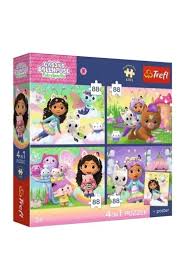 Puzzle 4w1 Premium Kocie Harce Gabby TREFL 34694