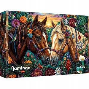 Puzzle 400 Flamingo Kwiecisty galop