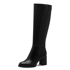 Czarne Kozaki Damskie na obcasie Tamaris 1-25515-41 001 Black