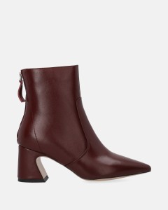 Bordowe skórzane botki na słupku Venezia V588-07806-01BOR