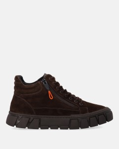 Brązowe sneakersy na grubej podeszwie z zamkiem Venezia V434-07932-02
